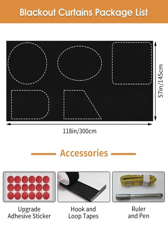 GIUPRE Blackout Curtains, Black Out Window Cover, Portable Window Shade Blinds No Drill for Bedroom, RV, Nursery, Media Room, 118x57 inch - Image 3